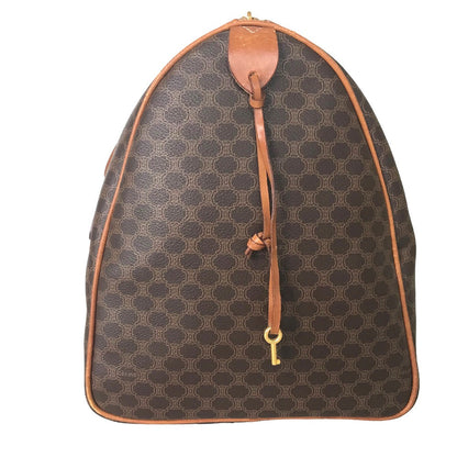 CELINE Travel bag Duffle bag PVC Brown Mini Boston Duffel bag Macadam Pattern Women Secondhand