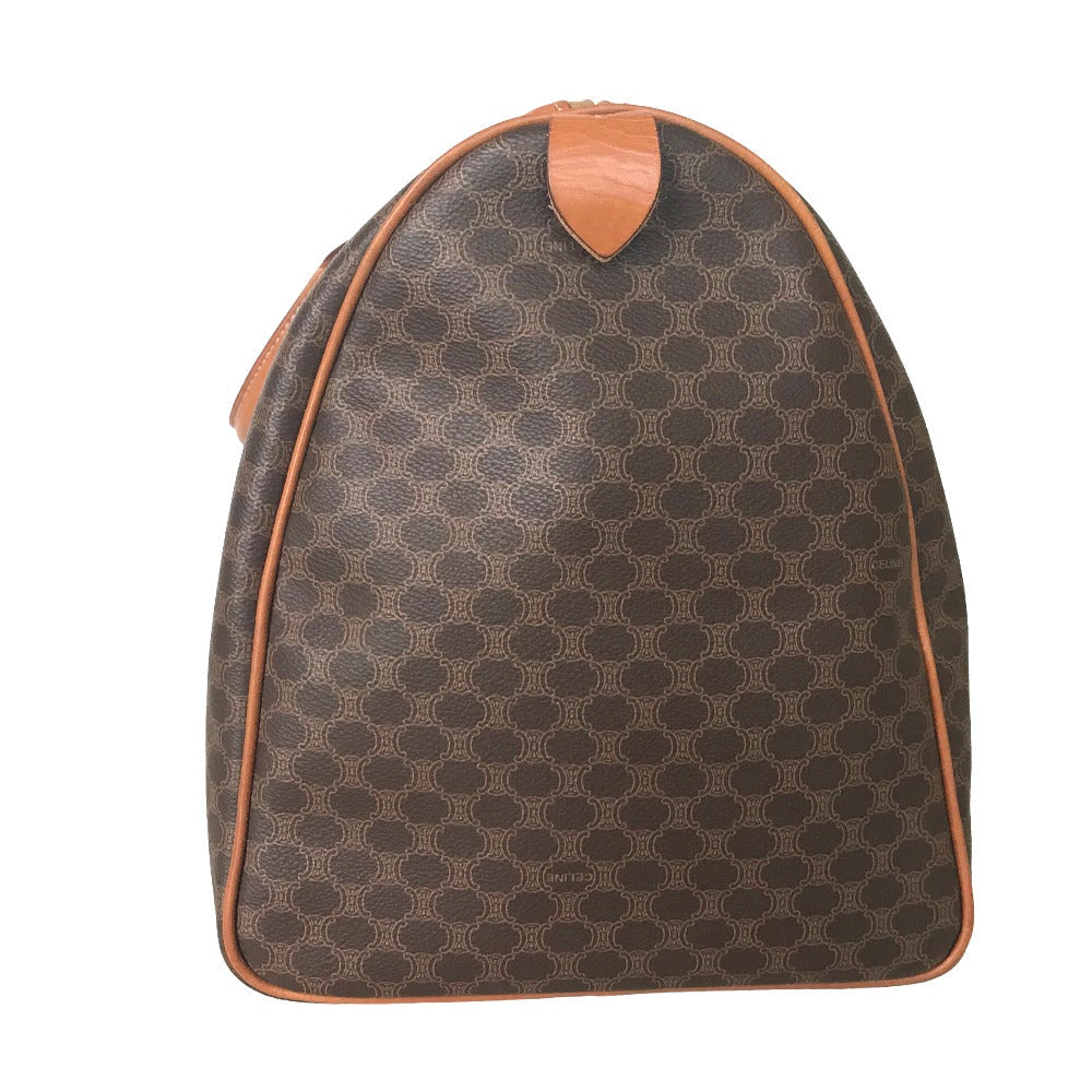 CELINE Travel bag Duffle bag PVC Brown Mini Boston Duffel bag Macadam Pattern Women Secondhand