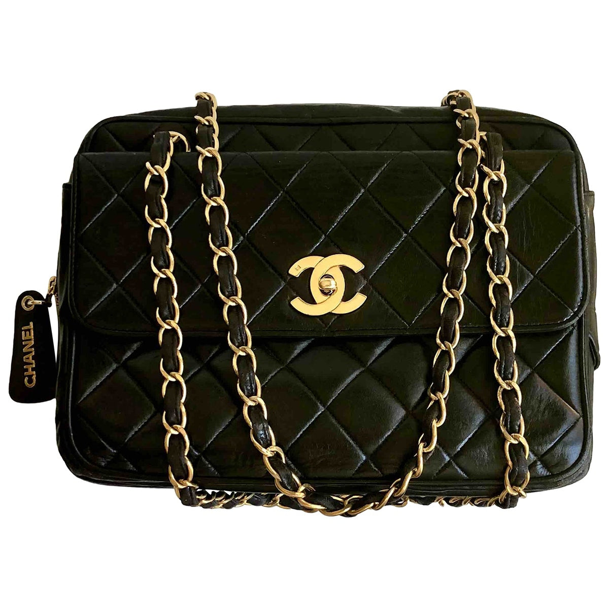 Chanel black leather handbag