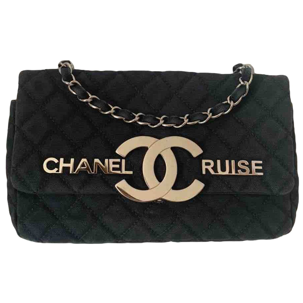Chanel timeless/classique black denim - jeans handbag