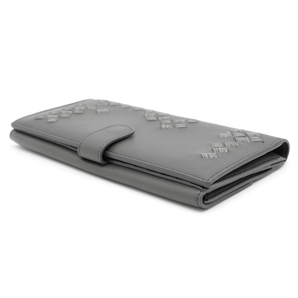 Bottega Veneta INTRECCIATO Bifold Wallet Long Wallet Gray Leather