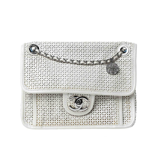Chanel timeless/classique white leather handbag