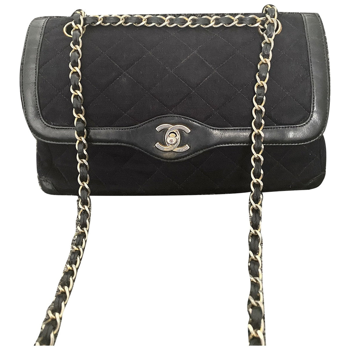 Chanel diana black cotton handbag