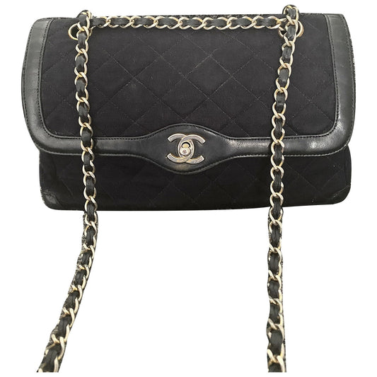 Chanel diana black cotton handbag