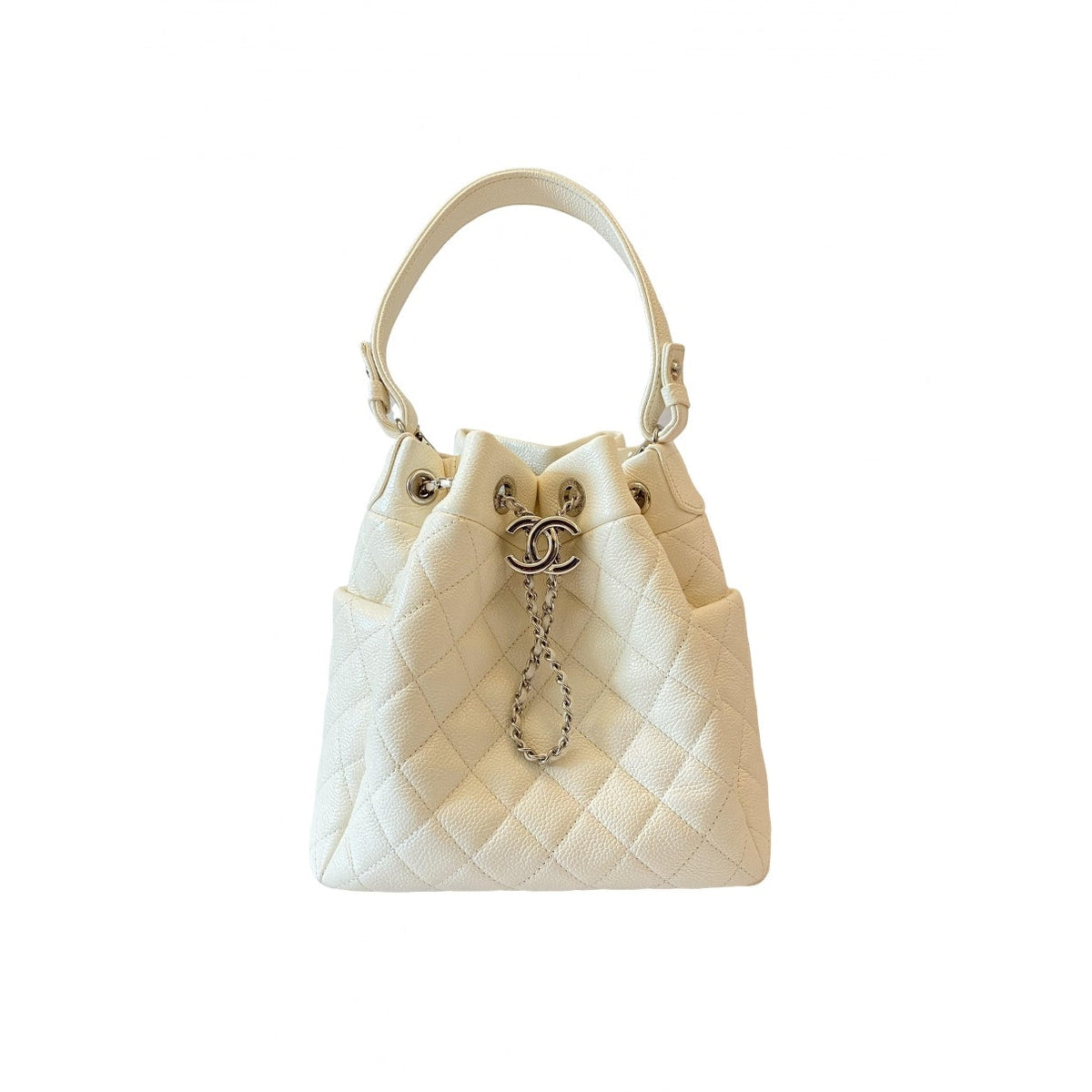 Chanel white leather handbag