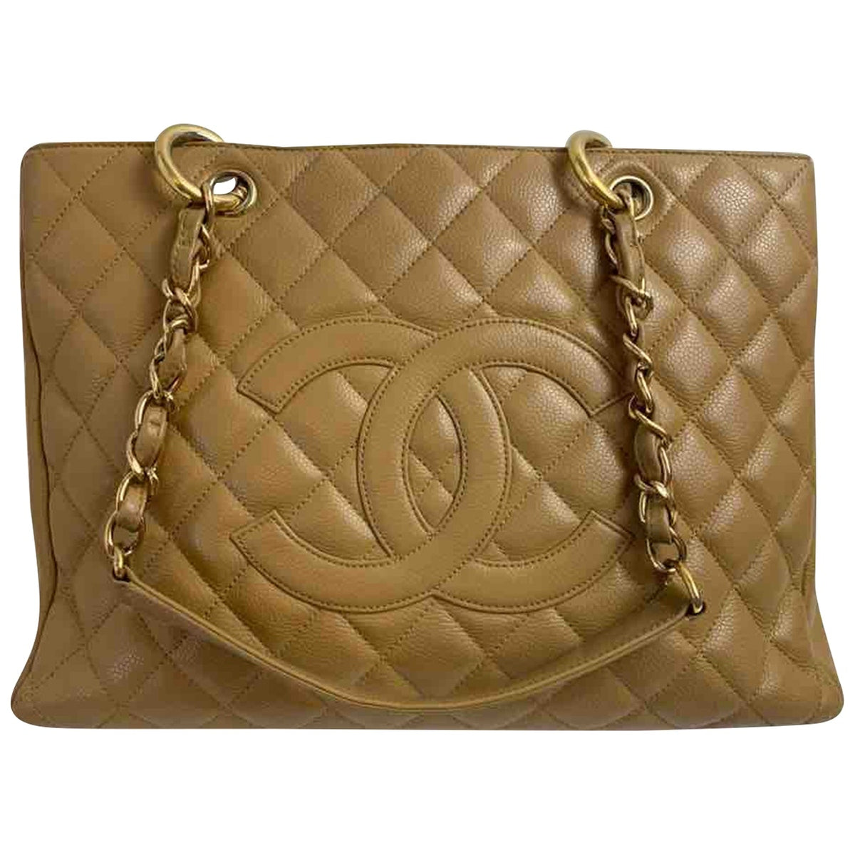Chanel grand shopping beige leather handbag