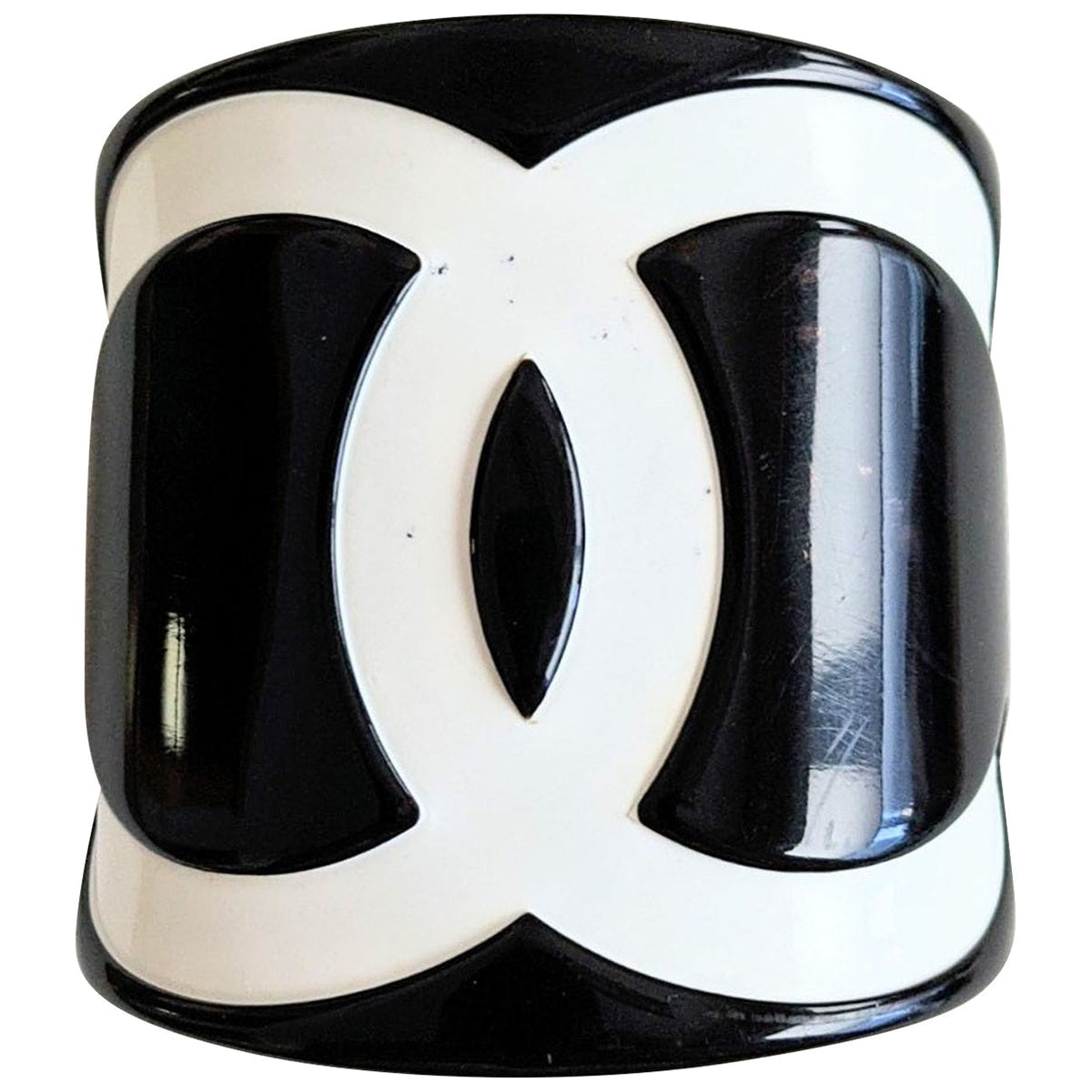 Chanel black plastic bracelets