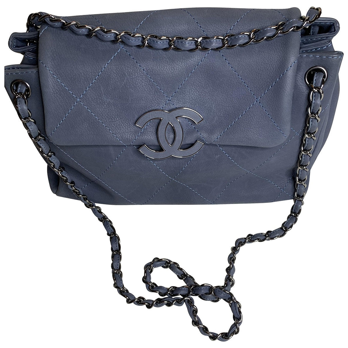 Chanel blue leather handbag
