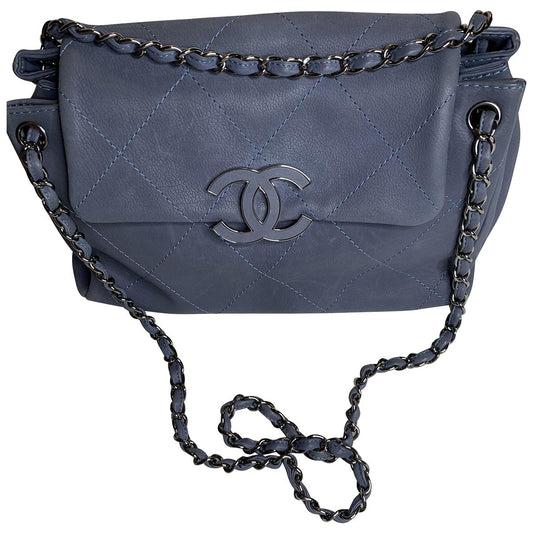 Chanel blue leather handbag