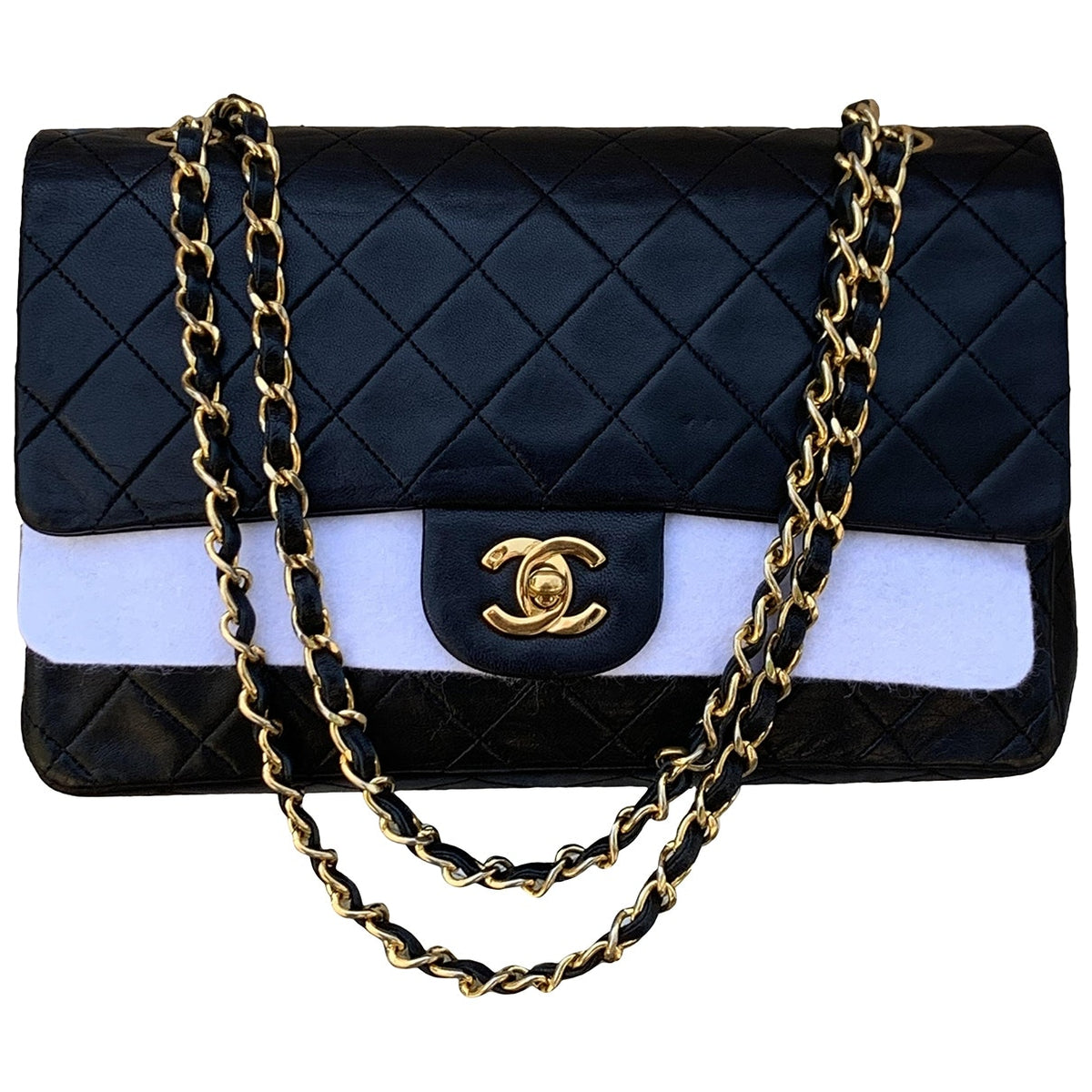Chanel timeless/classique black leather handbag