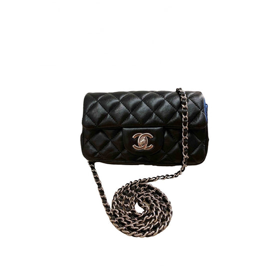 Chanel timeless/classique black leather handbag