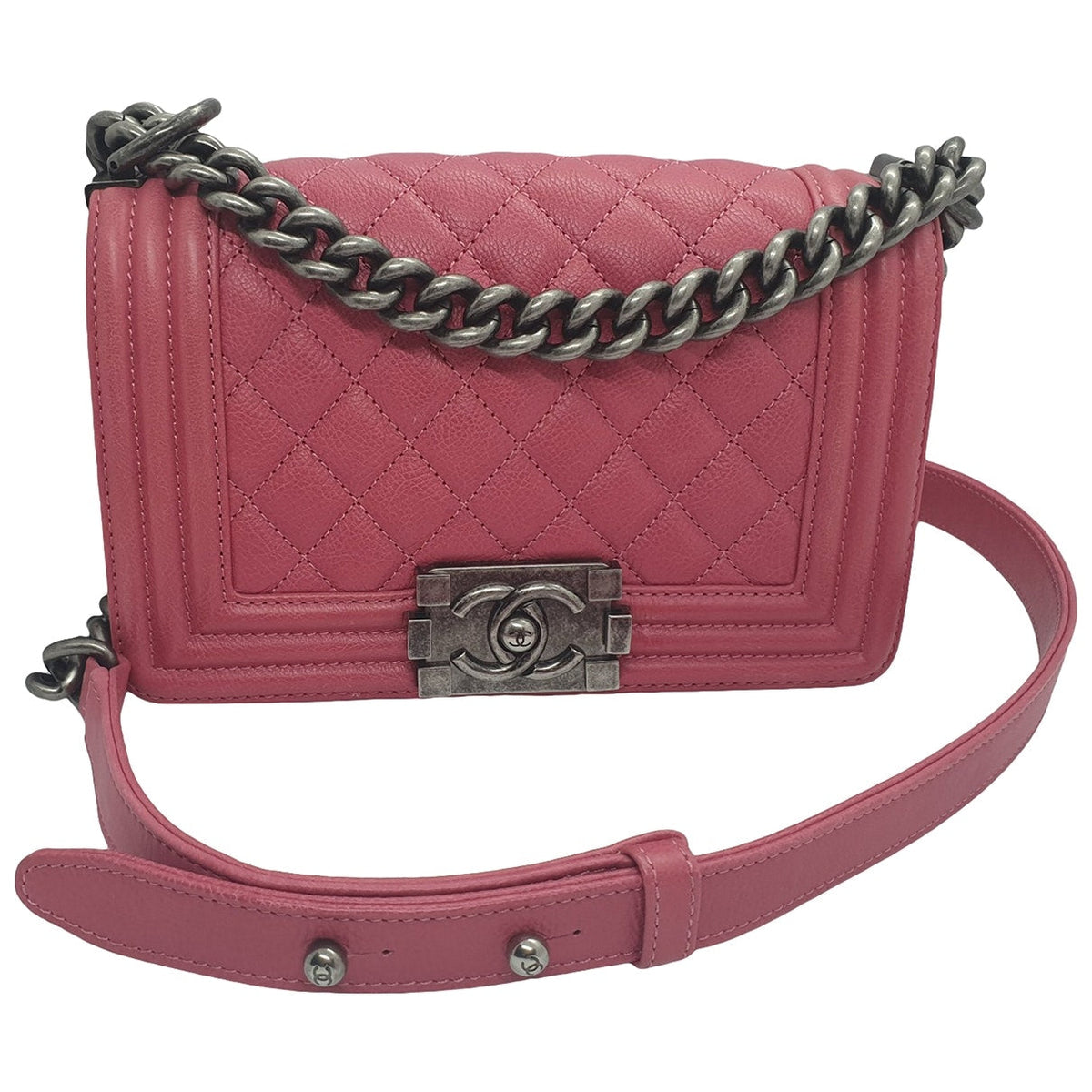 Chanel boy pink leather handbag