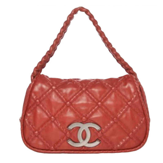 Chanel red leather handbag