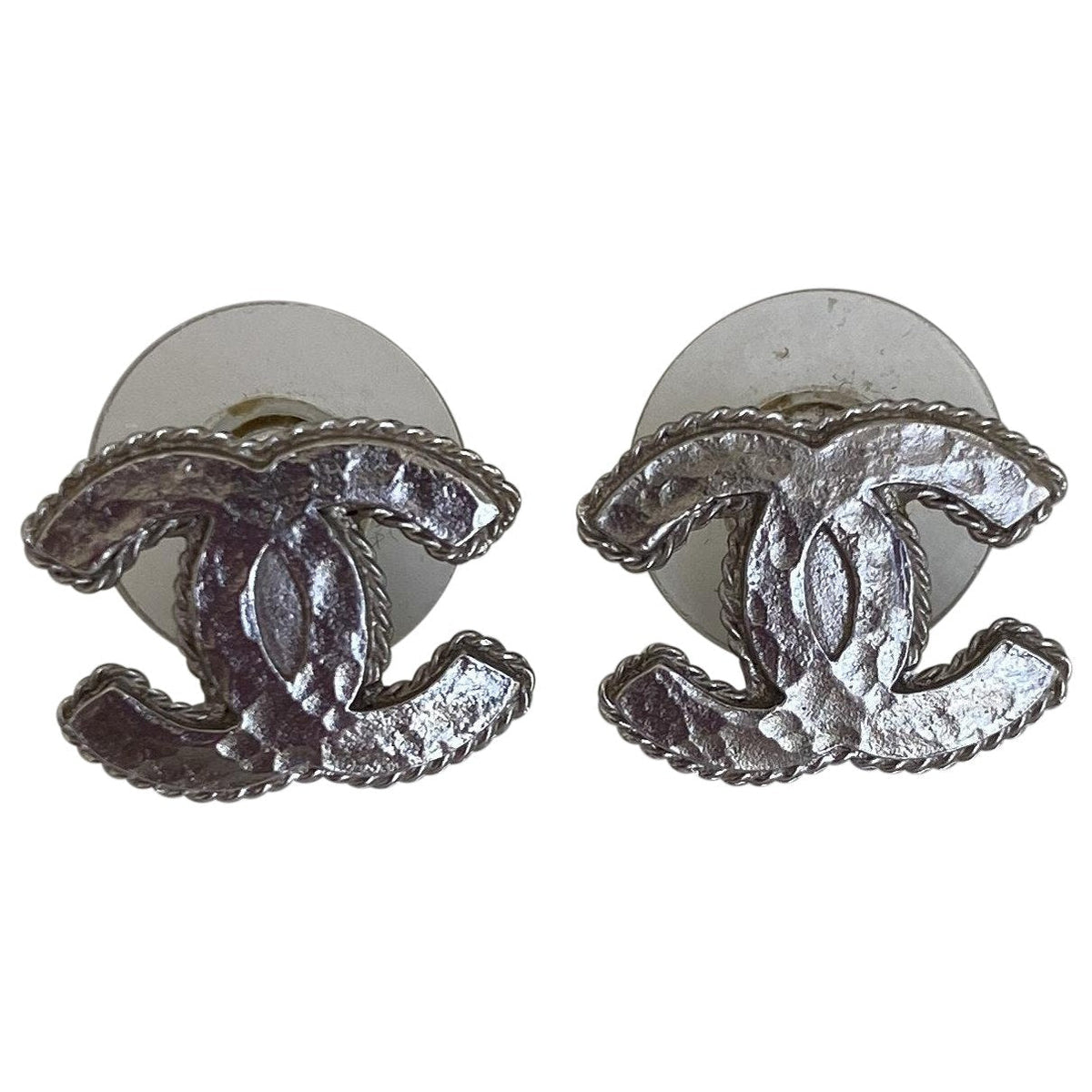Chanel cc silver silver earrings