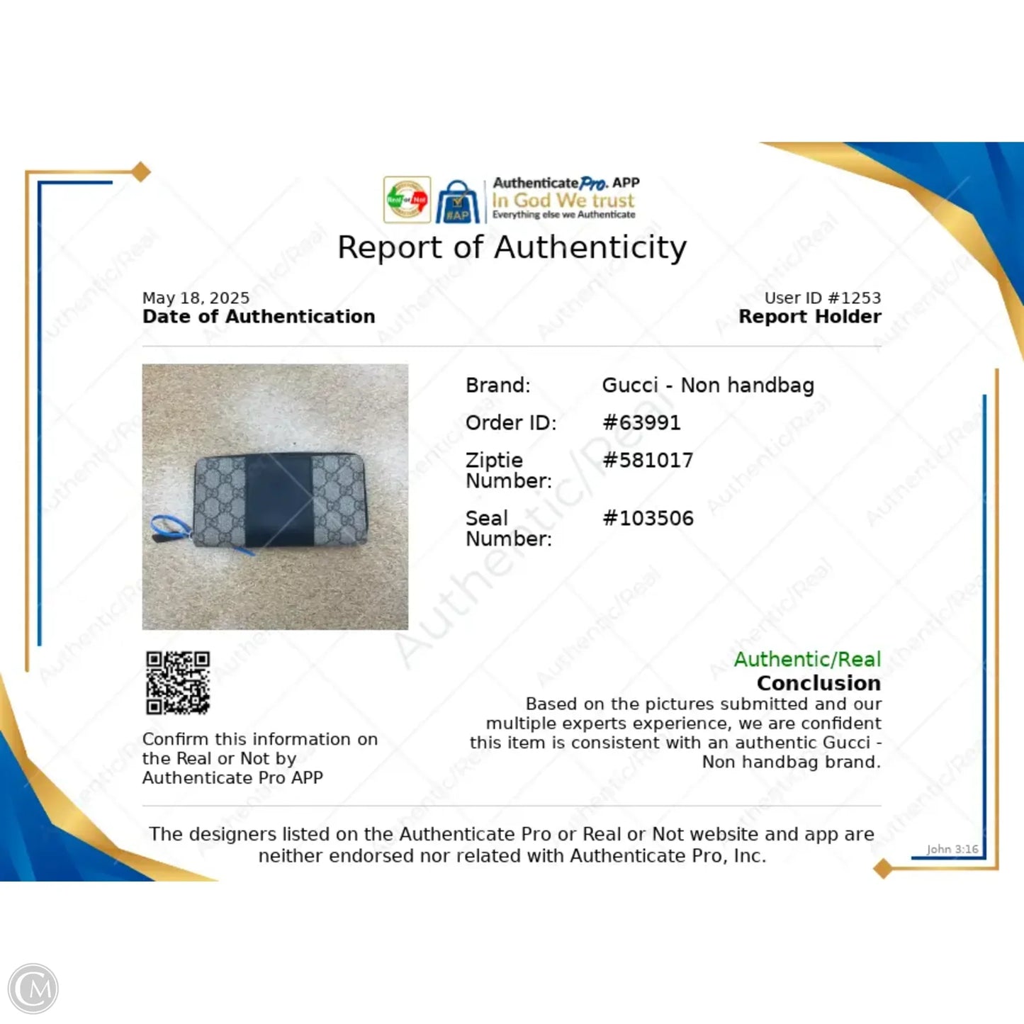 Wallet Luxury Designer By Gucci, Size: Large
