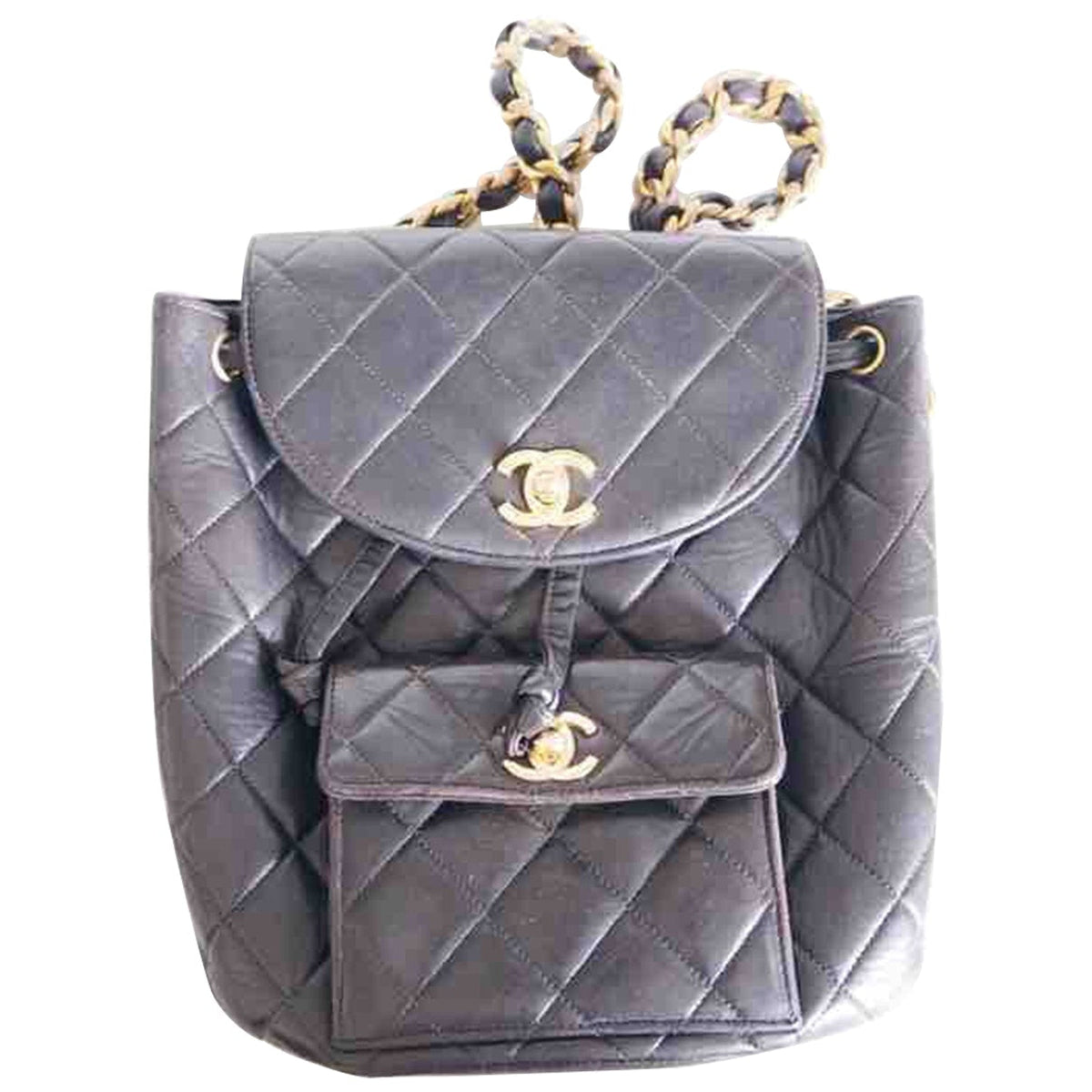 Chanel duma black leather backpacks