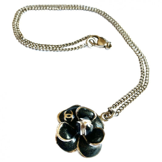 Chanel camélia black steel necklaces