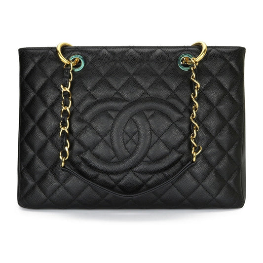 Chanel grand shopping black leather handbag