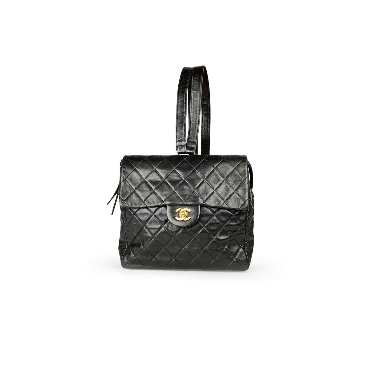 Chanel timeless/classique black leather backpacks