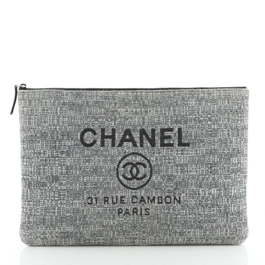 Chanel deauville grey cloth handbag