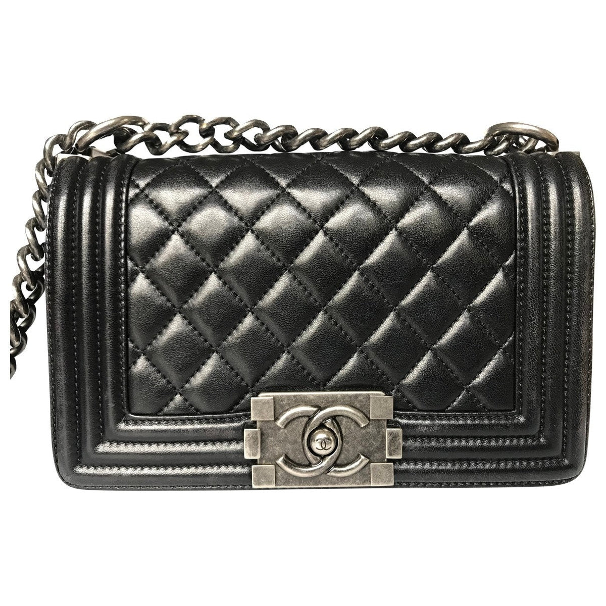 Chanel boy black leather handbag