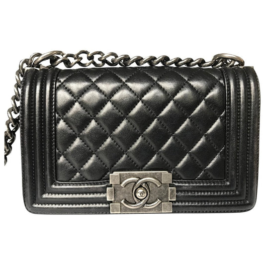 Chanel boy black leather handbag