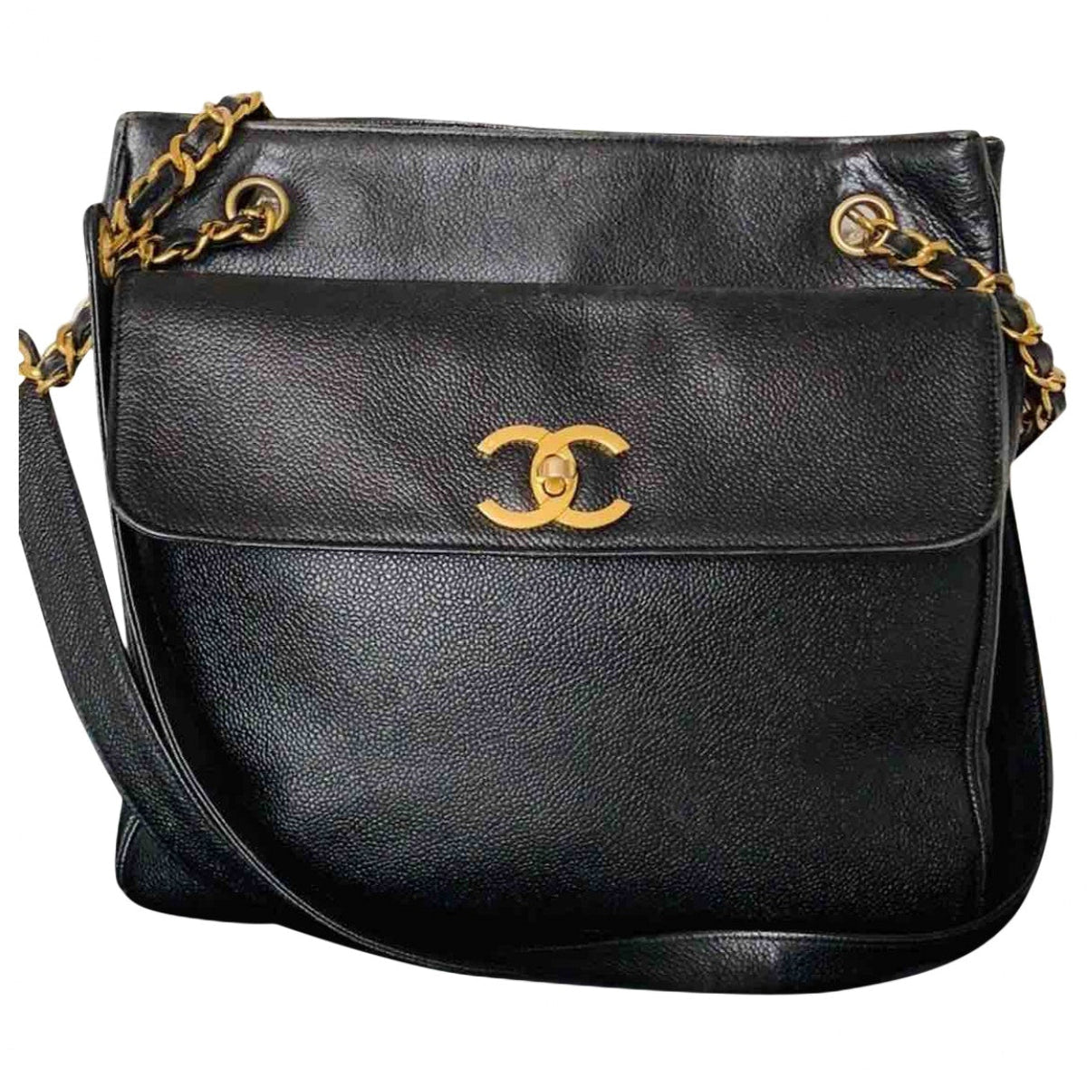 Chanel black leather handbag