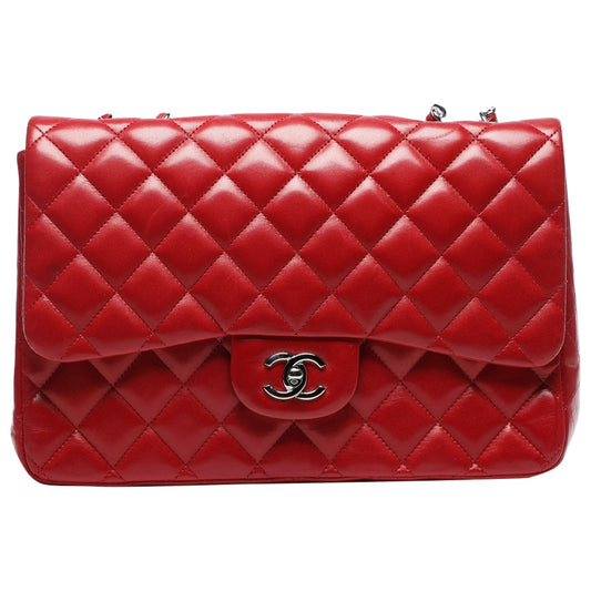 Chanel timeless/classique red leather handbag