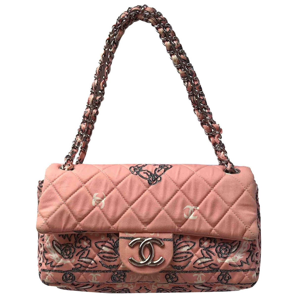 Chanel timeless/classique pink cloth handbag