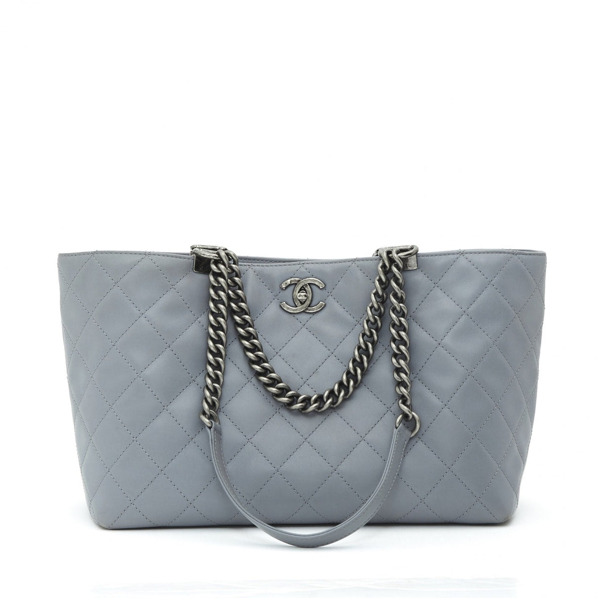 Chanel timeless/classique grey leather handbag