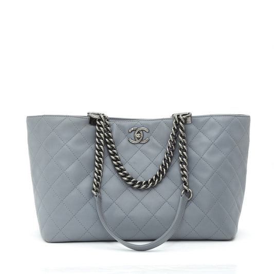Chanel timeless/classique grey leather handbag