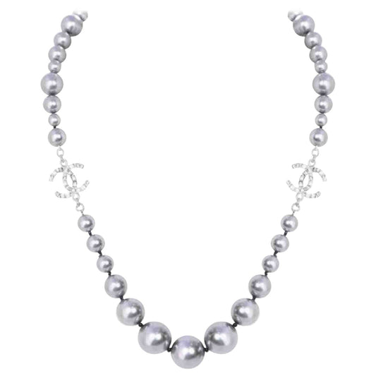 Chanel cc grey metal necklaces