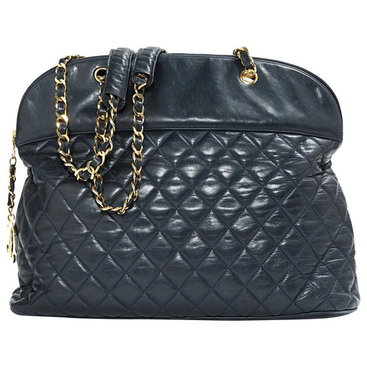Chanel navy leather handbag
