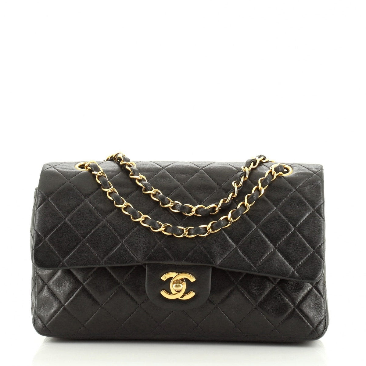 Chanel timeless/classique black leather handbag