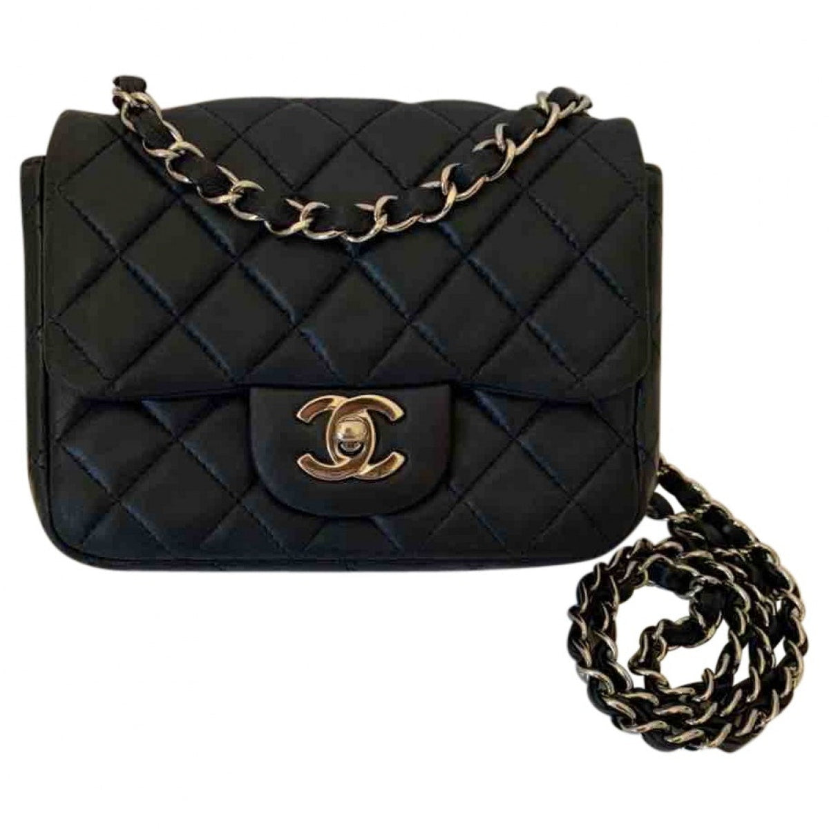 Chanel timeless/classique blue leather handbag