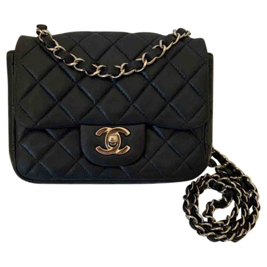 Chanel timeless/classique blue leather handbag