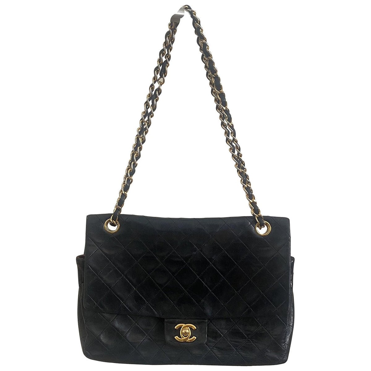 Chanel timeless/classique black leather handbag