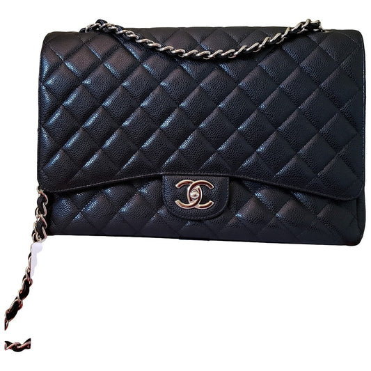 Chanel timeless/classique black leather handbag