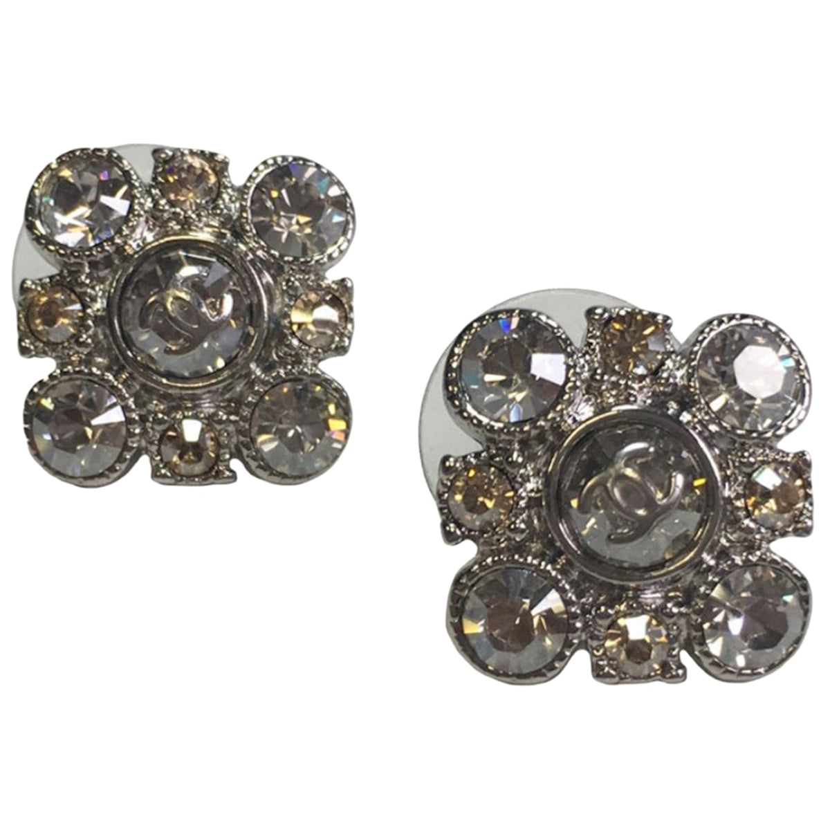 Chanel silver metal earrings