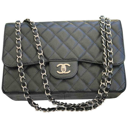 Chanel timeless/classique black leather handbag