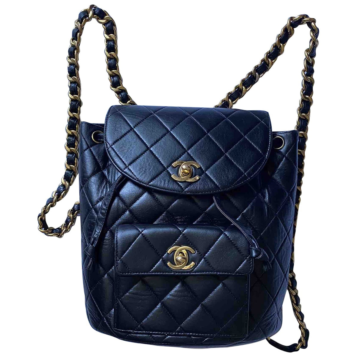 Chanel duma black leather backpacks