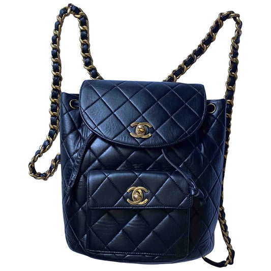 Chanel duma black leather backpacks