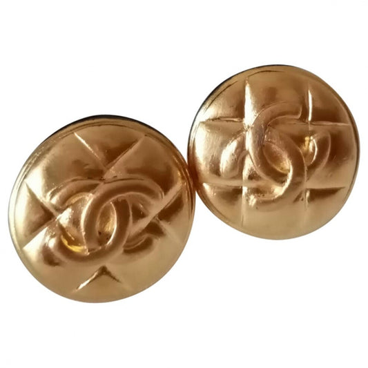 Chanel cc gold metal earrings