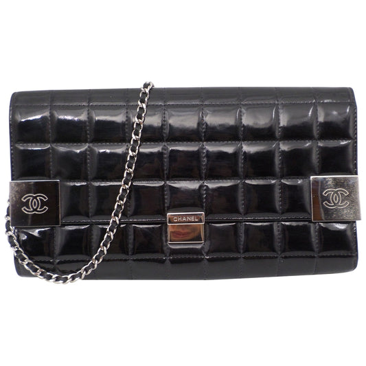 Chanel black patent leather handbag