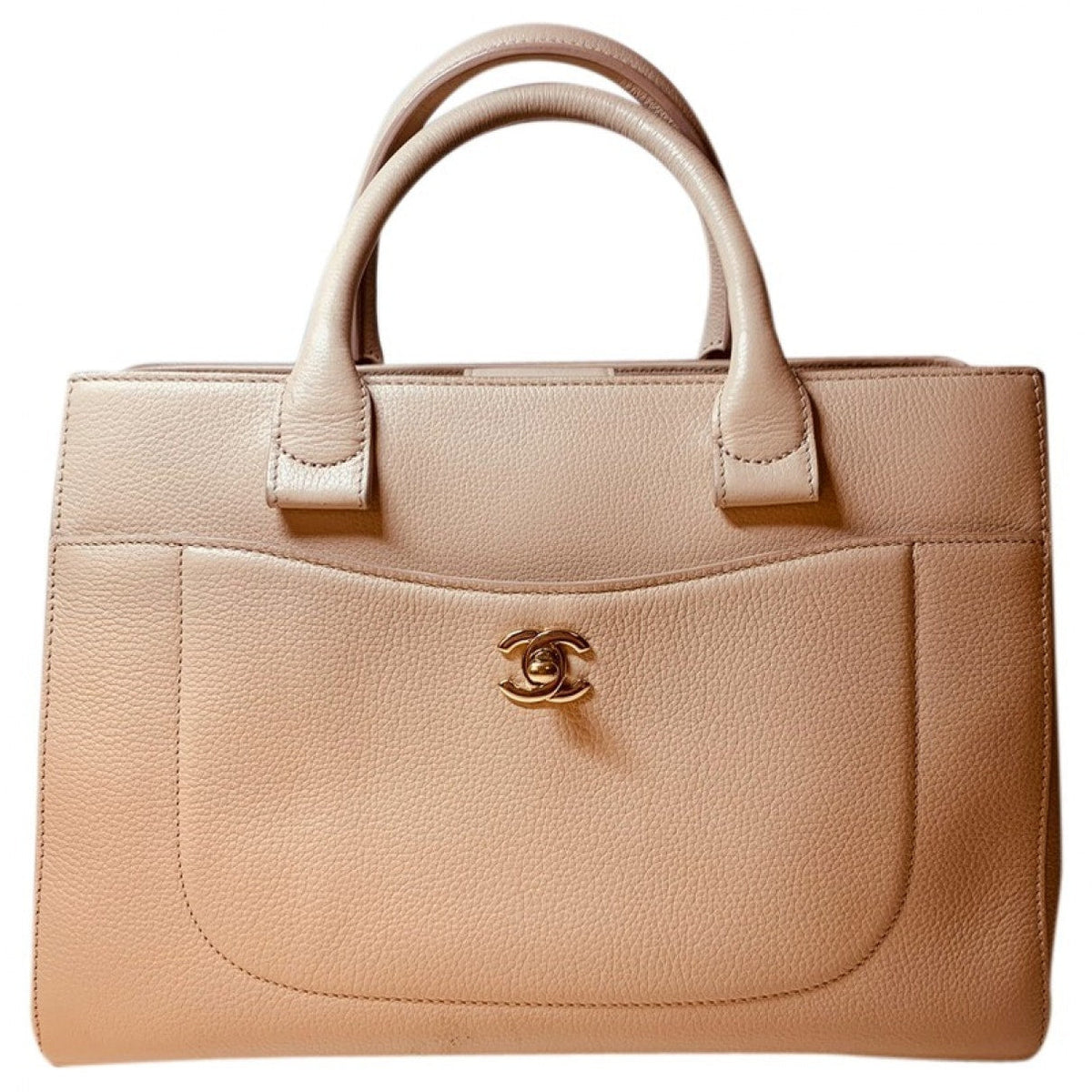 Chanel executive beige leather handbag