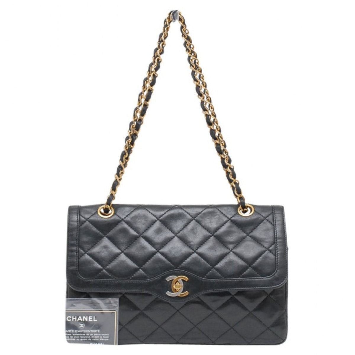 Chanel black leather handbag