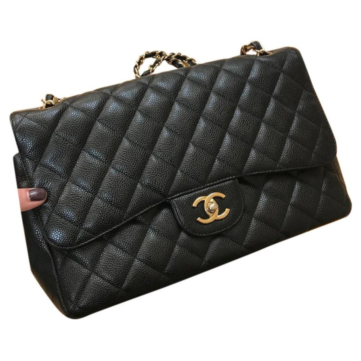 Chanel timeless/classique black leather handbag