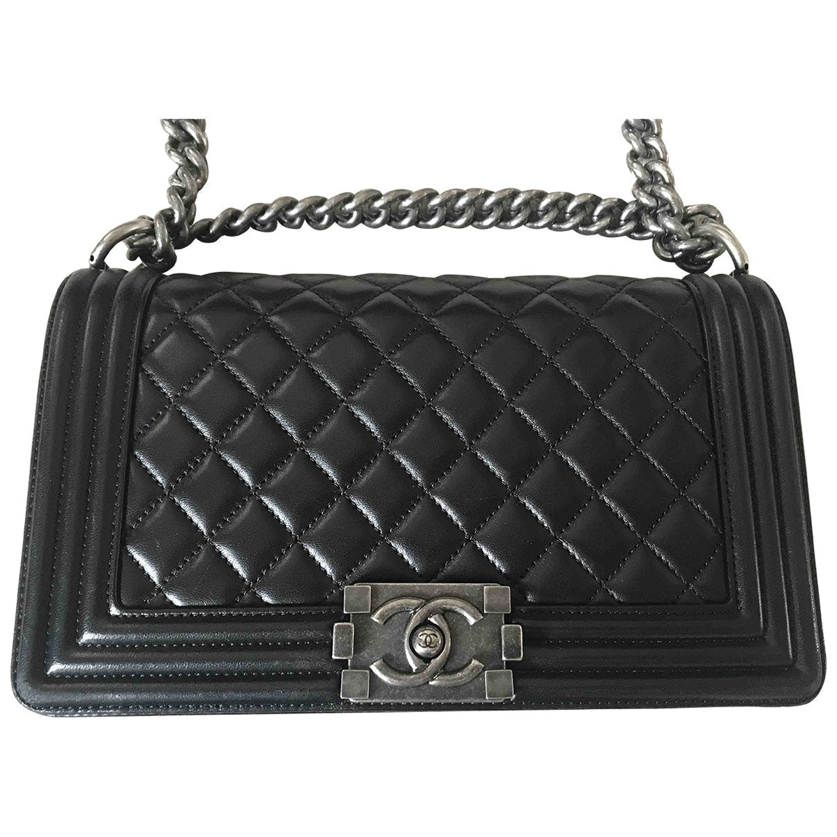 Chanel boy black leather handbag