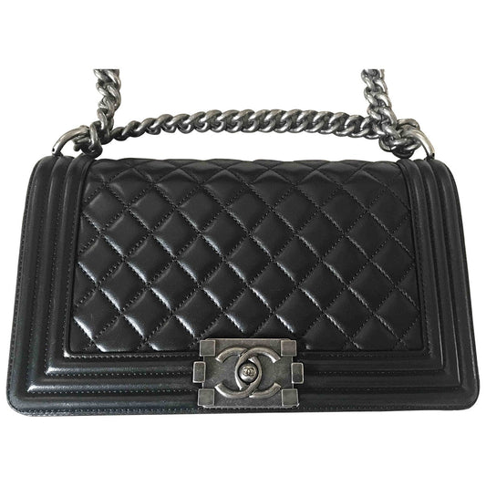Chanel boy black leather handbag