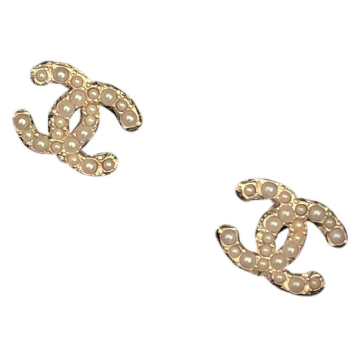 Chanel cc gold pearls earrings